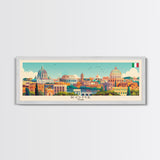 Rome Italy Travel Print Wall Art, Panoramic City Art, Travel Art, Wall Decor, Vacation Gift, Framed Canvas Print Or Metal Art
