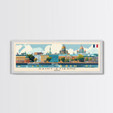 Saint Etienne France Panoramic Travel Poster, Framed Canvas Print or Metal Wall Art, Travel Art, Home Decor, Panoramic Painting, Midcentury Art