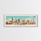 Villeurbanne France Panoramic Travel Poster, Framed Canvas Print or Metal Wall Art, Travel Art, Home Decor, Panoramic Painting, Midcentury Art