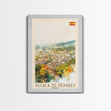 Alcalį de Henares Spain Aerial View Travel Poster Art, Framed Canvas Print, Stunning Wall Art for Living Room and Bedroom Decor