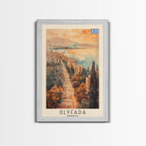 Glyfada Greece Coastline Art, Framed Canvas Print, Living Room Wall Art, Travel Poster, Home Decor, Greek Art