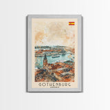 Gothenburg Sweden Harbor View Art, Framed Canvas Print, Living Room Wall Art, Travel Poster, Home Decoration