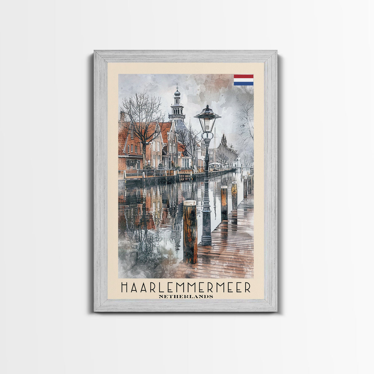 Haarlem Netherlands Historic City Art, Framed Canvas Print, Living Room Wall Art, Travel Poster, Home Decor, Dutch Wall Art