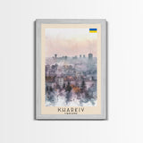Kharkiv Ukraine Cityscape in Spring, Framed Canvas Print, Travel Poster, Wall Art, Home Decor, Living Room Decoration, Ukrainian Urban Art