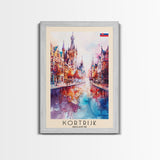Kortrijk Belgium Charming Cityscape, Framed Canvas Print, Travel Poster, Wall Art, Nursery Decor, Belgian Urban Scene, Charming City Artwork