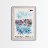 Nizhnevartovsk Russia Framed Canvas Print, Scenic Travel Poster, Watercolor Painting, Wall Art, Home Decor, Russian Landscape, Urban Style