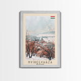 Nyiregyhaza Hungary Travel Poster Framed Canvas Print, Watercolor Painting, Scenic Wall Art, Home Decor, Hungarian Landscape, Rustic Art