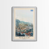 Peristeri Greece Travel Poster Framed Canvas Print, Watercolor Painting, Scenic Wall Art, Home Decor, Greek Landscape, Classic Art