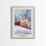 Poznan Poland Travel Poster Framed Canvas Print, Watercolor Painting, Scenic Wall Art, Home Decor, Polish Cityscape, Modern Art