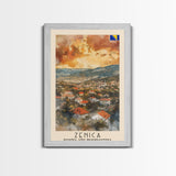 Zenica Bosnia Travel Poster Framed Canvas Print, Watercolor Painting, Scenic Wall Art, Home Decor, Bosnian Landscape, Unique Gift