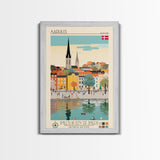 Acharnes Greece Travel Poster Framed Canvas Print, Midcentury Modern Art, Pop Art Decor, Scenic View Wall Art, Vacation Gift, Home Decoration, Living Room Print