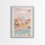 Astrakhan Russia Travel Poster Framed Canvas Print, Midcentury Modern Art, Pop Art Wall Decor, Home Decor, Vacation Gift, Living Room Art