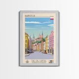 Białystok Poland Travel Poster Framed Canvas Print, Midcentury Modern Art, Pop Art Wall Decor, Home Decor, Vacation Gift, Living Room Art