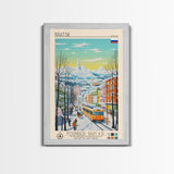 Bratsk Russia Travel Poster Framed Canvas Print, Midcentury Modern Art, Pop Art Wall Decor, Home Decor, Vacation Gift, Living Room Art