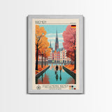 Bremen Germany Travel Poster Framed Canvas Print, Midcentury Modern Art, Pop Art Wall Decor, Home Decor, Vacation Gift, Living Room Art