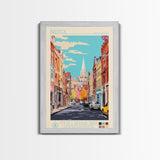 Bristol United Kingdom Travel Poster Framed Canvas Print, Midcentury Modern Art, Pop Art Wall Decor, Scenic Wall Art, Living Room Art