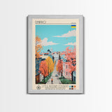 Dnipro Ukraine Travel Poster Framed Canvas Print, Midcentury Modern Art, Pop Art Wall Decor, Home Decor, Vacation Gift, Living Room Art