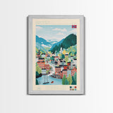 Drammen Norway Travel Poster Framed Canvas Print, Midcentury Modern Art, Pop Art Wall Decor, Home Decor, Vacation Gift, Living Room Art