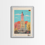 Essen Germany Travel Poster Framed Canvas Print, Midcentury Modern Art, Pop Art Wall Decor, Home Decor, Vacation Gift, Office Art