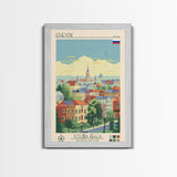 Izhevsk Russia Travel Poster Framed Canvas Print, Midcentury Modern Art, Pop Art Wall Decor, Scenic Living Room Art, Bedroom Gift