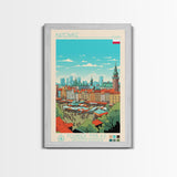 Katowice Poland Travel Poster Framed Canvas Print, Midcentury Modern Art, Pop Art Wall Decor, Home Decor, Vacation Gift, Office Art