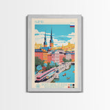 Khimki Russia Travel Poster Framed Canvas Print, Midcentury Modern Art, Pop Art Wall Decor, Home Decor, Vacation Gift, Bedroom Art