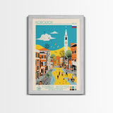Korolyov Russia Travel Poster Framed Canvas Print, Midcentury Modern Art, Pop Art Wall Decor, Scenic Bedroom Art, Office Decoration