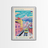 Krasnoyarsk Russia Travel Poster Framed Canvas Print, Midcentury Modern Art, Pop Art Wall Decor, Scenic Bedroom Art, Office Decoration