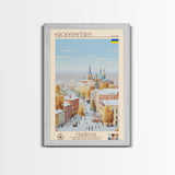 Kropyvnytskyi Ukraine Travel Poster Framed Canvas Print, Midcentury Modern Art, Pop Art Wall Decor, Home Decor, Vacation Gift, Office Art