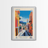 Larissa Greece Travel Poster Framed Canvas Print, Midcentury Modern Art, Pop Art Wall Decor, Scenic Wall Art, Living Room Decoration, Office Gift