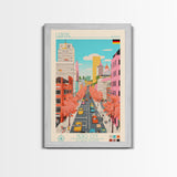 Leipzig Germany Travel Poster Framed Canvas Print, Midcentury Modern Art, Pop Art Wall Decor, Scenic Living Room Art, Bedroom Gift
