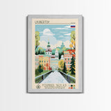 Lyubertsy Russia Travel Poster Framed Canvas Print, Midcentury Modern Art, Pop Art Wall Decor, Scenic Living Room Art, Bedroom Decor
