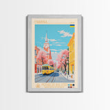 Makiivka Ukraine Travel Poster Framed Canvas Print, Midcentury Modern Art, Pop Art Wall Decor, Home Decor, Vacation Gift, Bedroom Art