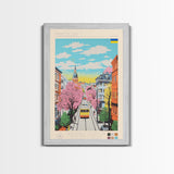 Mykolaiv Ukraine Travel Poster Framed Canvas Print, Midcentury Modern Art, Pop Art Wall Decor, Scenic Bedroom Art, Office Decoration