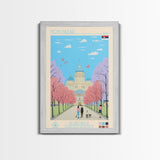 Novi Pazar Serbia Travel Poster Framed Canvas Print, Midcentury Modern Art, Pop Art Wall Decor, Scenic Wall Art, Living Room Decoration, Office Gift