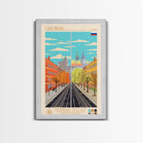 Orenburg Russia Travel Poster Framed Canvas Print, Midcentury Modern Art, Pop Art Wall Decor, Scenic Living Room Art, Bedroom Decor