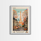 Paris France Travel Poster Framed Canvas Print, Midcentury Modern Art, Pop Art Wall Decor, Scenic Wall Art, Living Room Decoration, Office Gift