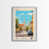 Pärnu Estonia Travel Poster Framed Canvas Print, Midcentury Modern Art, Pop Art Wall Decor, Scenic Wall Art, Bedroom Decoration