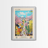 Poltava Ukraine Travel Poster Framed Canvas Print, Midcentury Modern Art, Pop Art Wall Decor, Scenic Living Room Art, Bedroom Gift