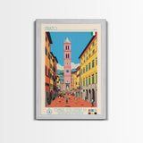 Prato Italy Travel Poster Framed Canvas Print, Midcentury Modern Art, Pop Art Wall Decor, Home Decor, Vacation Gift, Office Art