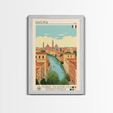 Ravenna Italy Travel Poster Framed Canvas Print, Midcentury Modern Art, Pop Art Wall Decor, Home Decor, Vacation Gift, Office Art