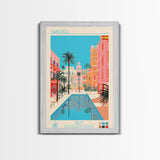 Sabadell Spain Travel Poster Framed Canvas Print, Midcentury Modern Art, Pop Art Wall Decor, Home Decor, Vacation Gift, Office Art