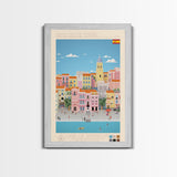 Santa Cruz de Tenerife Spain Travel Poster Framed Canvas Print, Midcentury Modern Art, Pop Art Wall Decor, Living Room Art, Bedroom Decoration