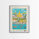 Sevastopol Ukraine Travel Poster Framed Canvas Print, Midcentury Modern Art, Pop Art Wall Decor, Bedroom Decor, Vacation Gift