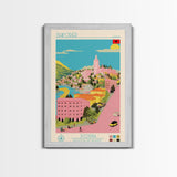 Shkodër Albania Travel Poster Framed Canvas Print, Midcentury Modern Art, Pop Art Wall Decor, Scenic Wall Art, Bedroom Decoration
