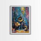 Halloween Creepy Wizard Reading Spells Framed Canvas Print, Spooky Wall Art, Home Decor, Occult Decor, Gift Idea, Dark Magic