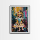 Halloween Ghost Eating Cake, Framed Canvas Print, Wall Art, Spooky Decor, Halloween Decoration, Living Room Art, Unique Gift