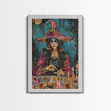 Halloween Haunted Doll, Framed Canvas Print, Wall Art, Spooky Decor, Halloween Decoration, Living Room Art, Unique Gift