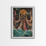 Halloween Nightmarish Werewolf in the Forest Framed Canvas Print, Wall Art, Living Room Decor, Halloween Decoration, Scary Art, Haunted Art