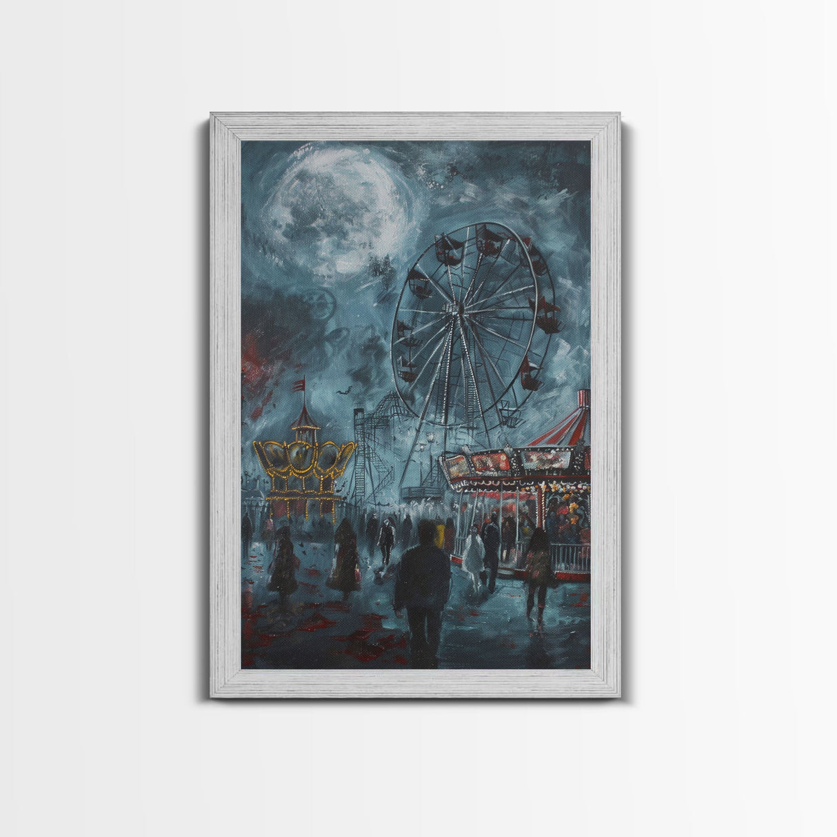 Eerie Carnival, Halloween Art, Spooky Wall Decor, Framed Canvas Print, Creepy Art, Halloween Wall Decor, Seasonal Wall Art, Scary Artwork